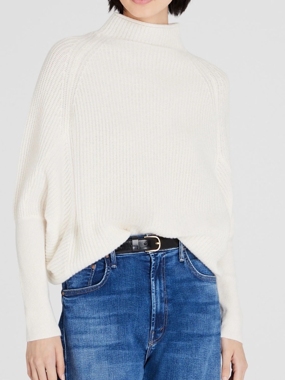 Club Monaco Emma 100% cashmere mock neck fisherman ribbed sweater size Small EUC